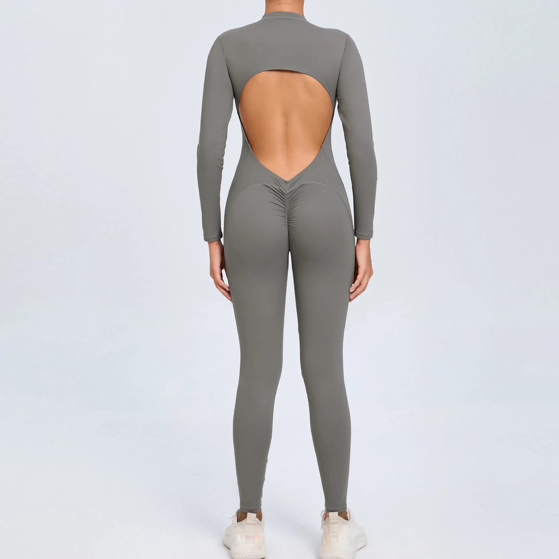 Long Sleeveles V-Back Backless Jumpsuit