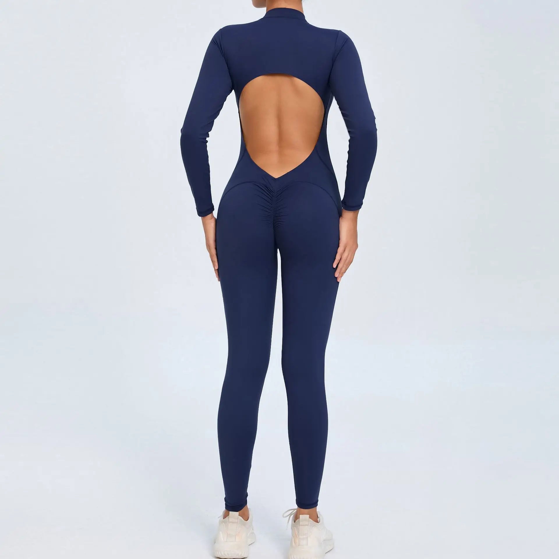 Long Sleeveles V-Back Backless Jumpsuit