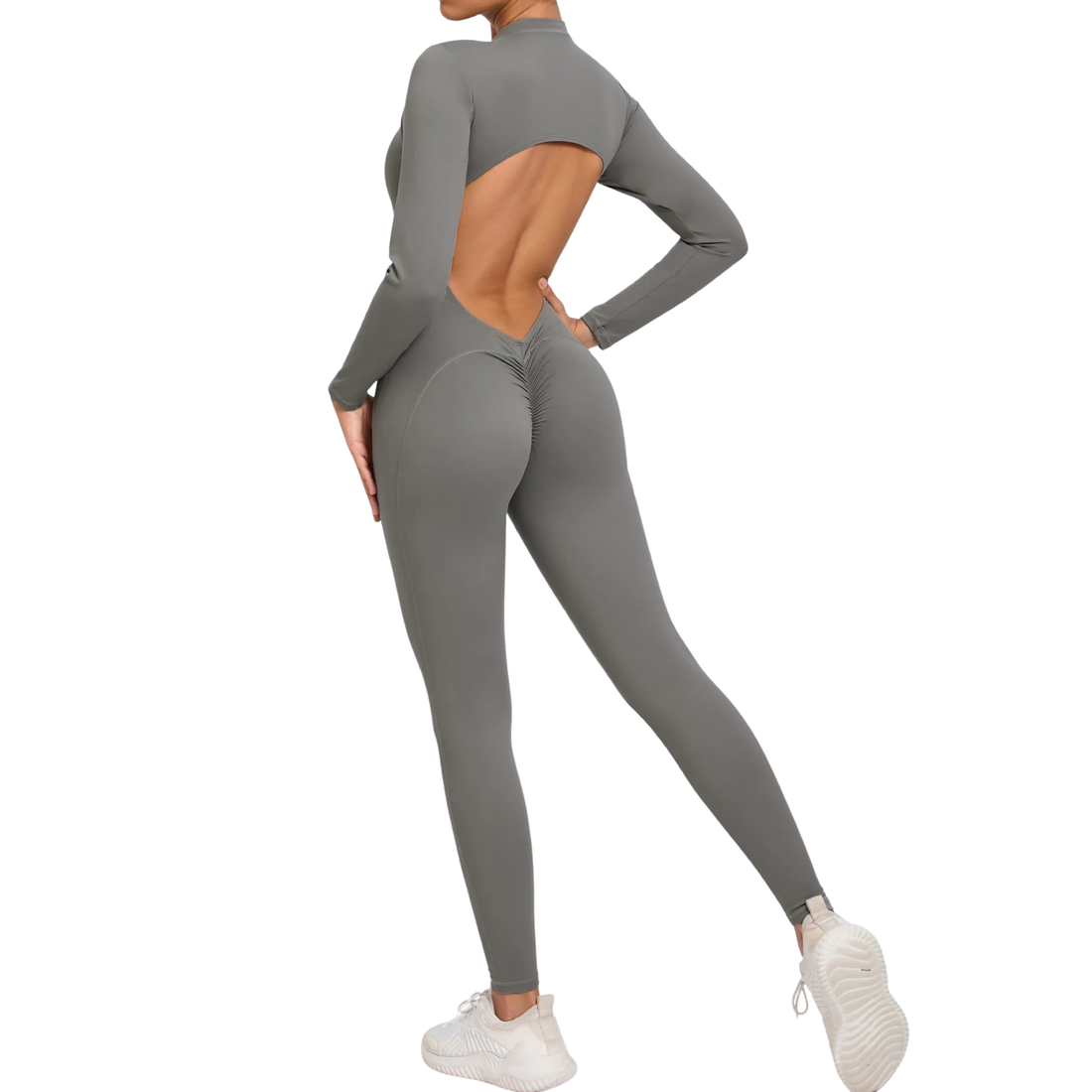 Long Sleeveles V-Back Backless Jumpsuit