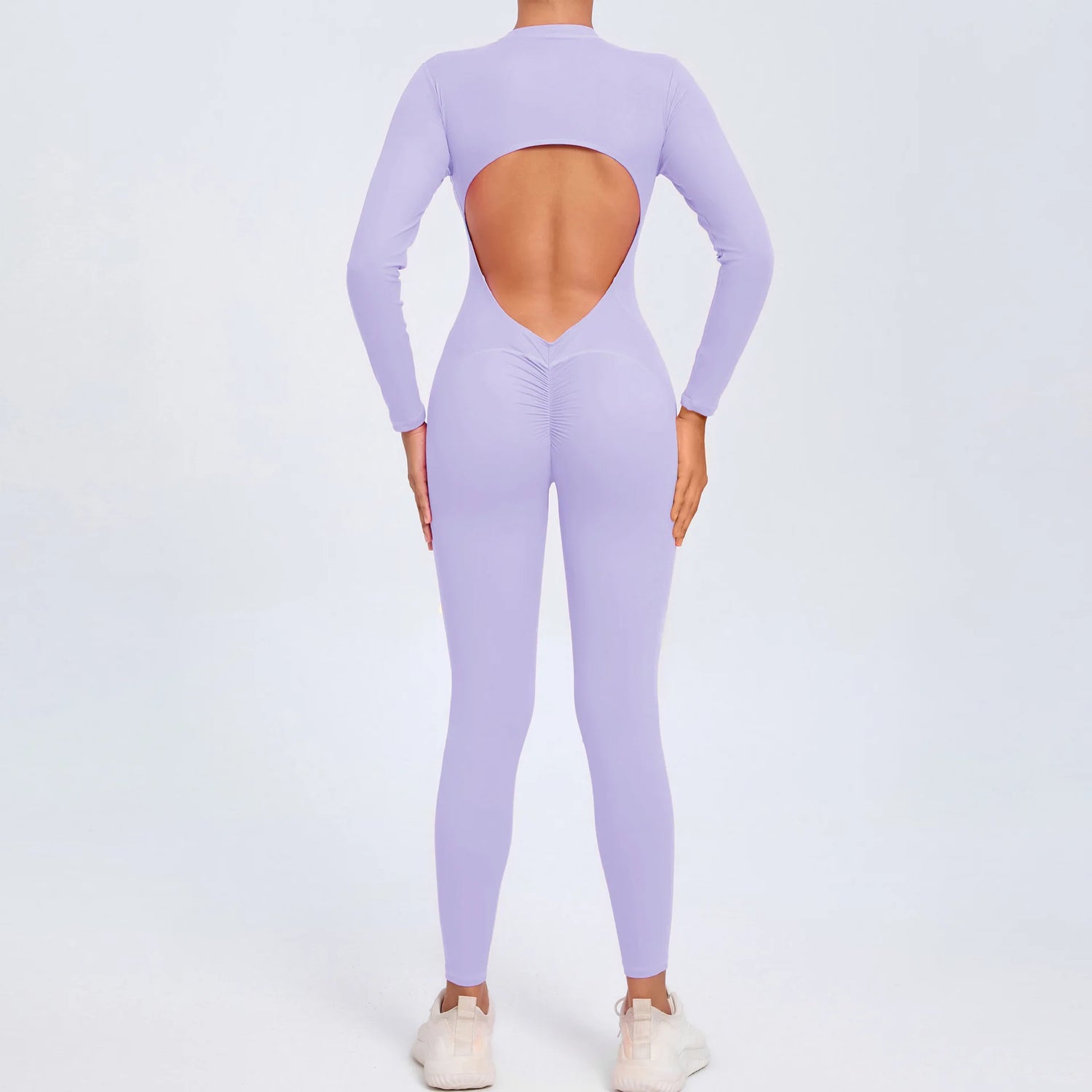 Long Sleeveles V-Back Backless Jumpsuit