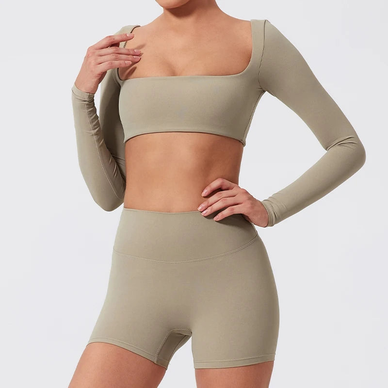 Square Neck Long Sleeve Top
