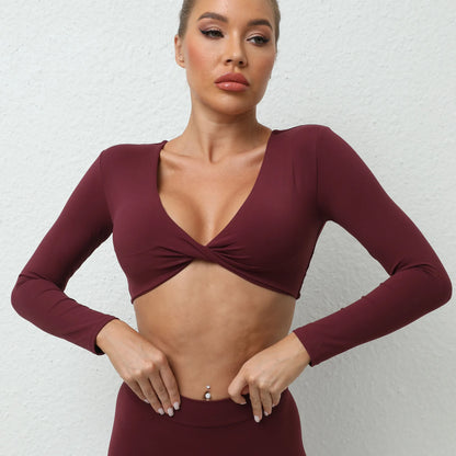 Sexy Creased Long Sleeve Crop Top