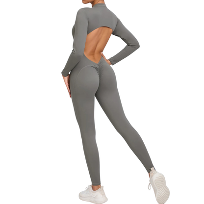 Long Sleeveles V-Back Backless Jumpsuit