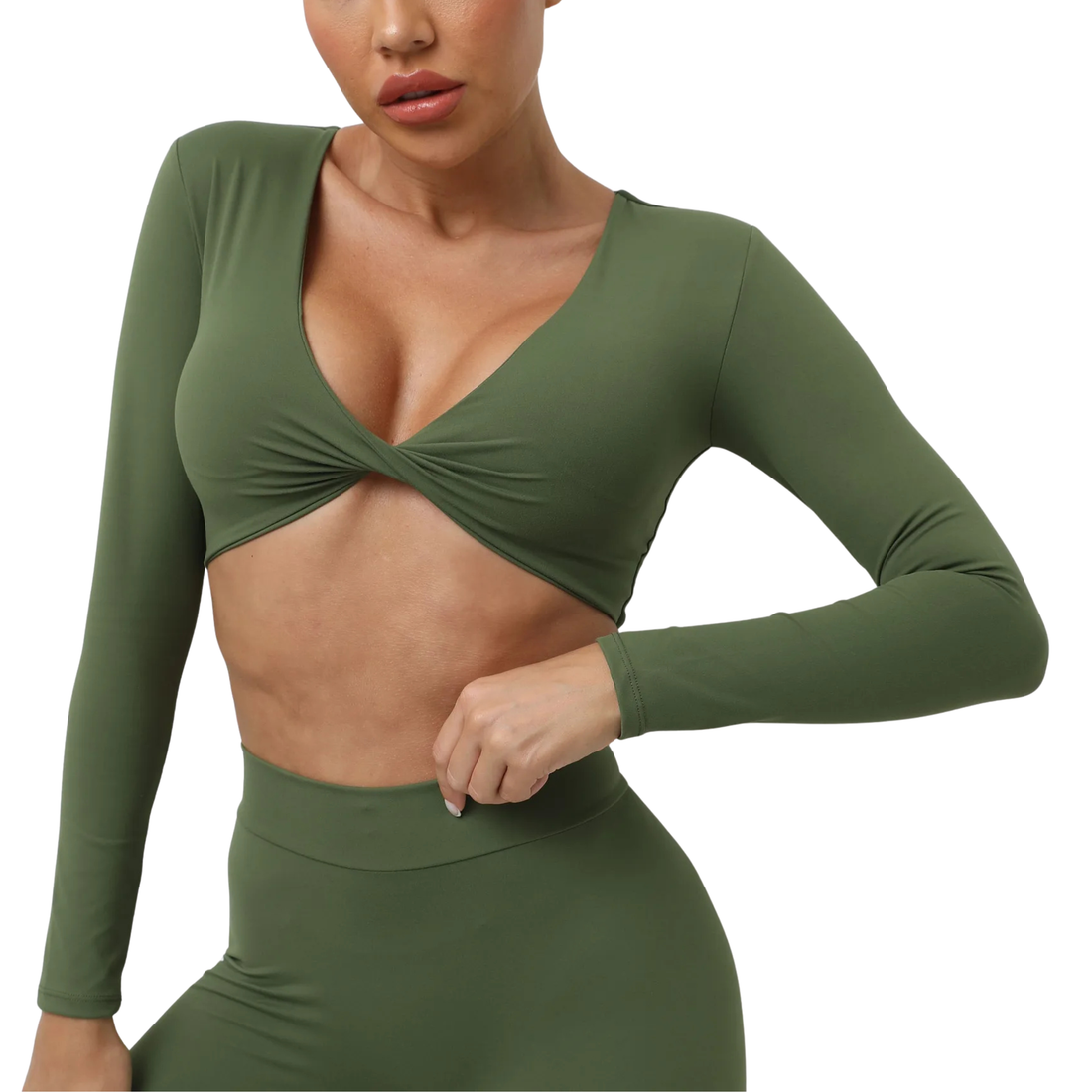 Sexy Creased Long Sleeve Crop Top