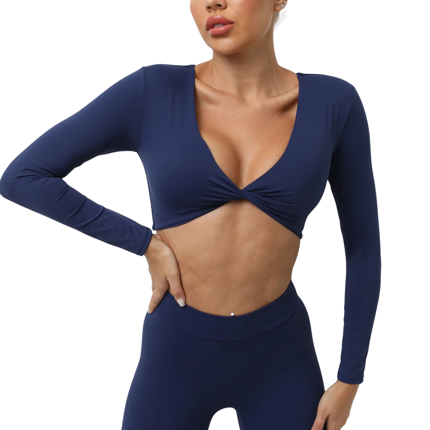 Sexy Creased Long Sleeve Crop Top