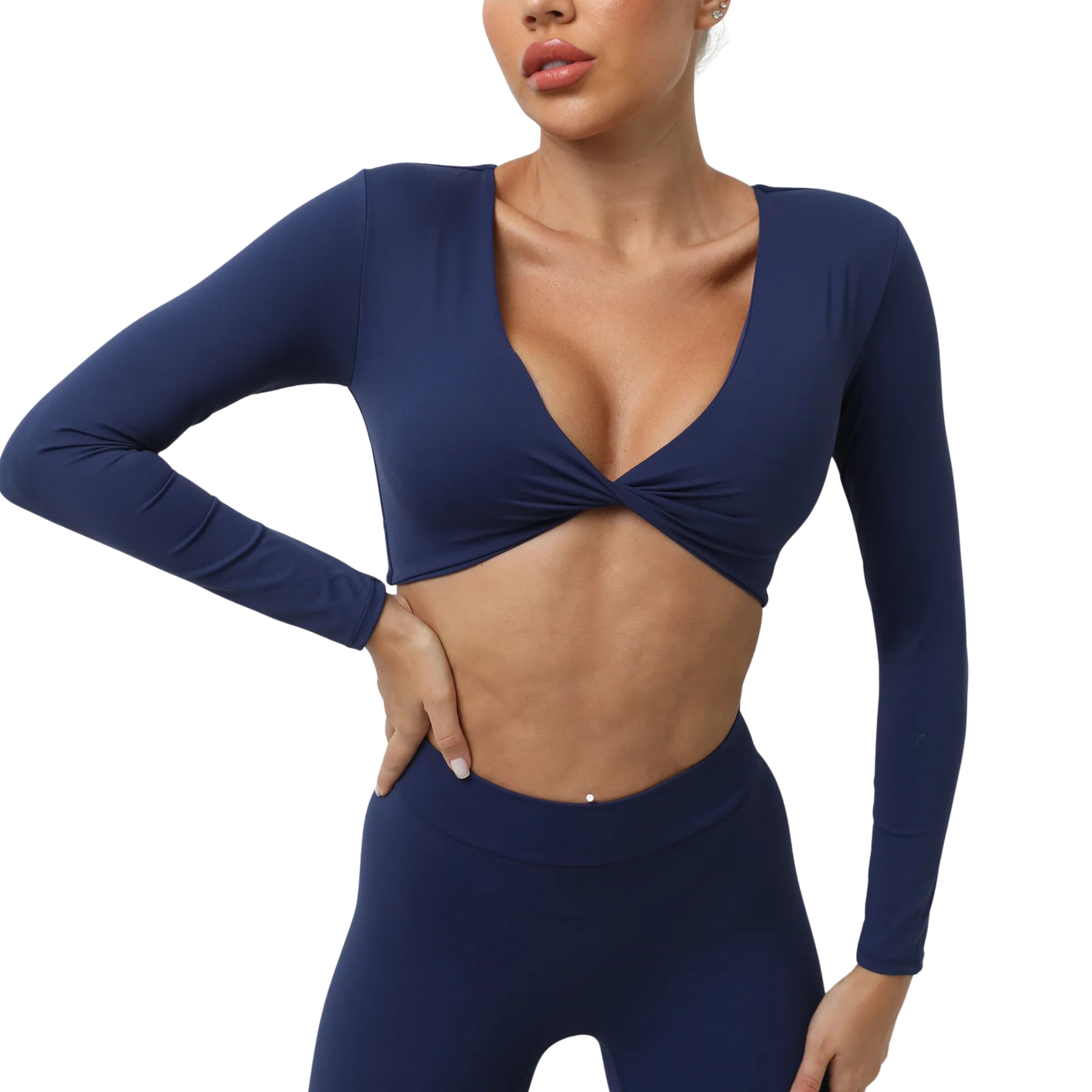 Sexy Creased Long Sleeve Crop Top